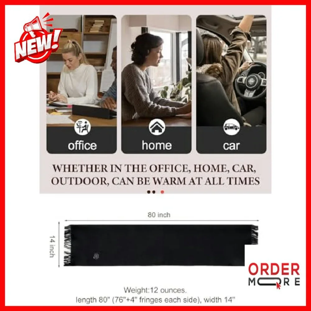 Rechargeable Heated Scarf with 3 Heat Settings for Winter Warmth - Picture 5 of 6